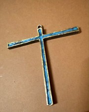Croix en Bronze Emaillé Dominique Piechaud Chrisme Bijou d'Artiste Vintage 1970