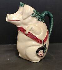 PICHET CRUCHE COCHON AU JAMBON FAIENCE BARBOTINE SIGNE ORCHIES C2