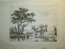Jean-Philippe SARAZIN (1736-c.1795) GRAVURE XVIII MANIERE DE CRAYON PAYSAN ANES