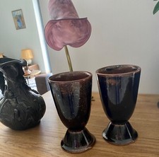 2 tasses mazagrans bols verres  grès vintage Tenmoku Taizé Daniel de Montmollin