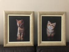 Lot 2 Cadres Photo Sous Verre Chat à Suspendre Cadre imprimé façon peau d’animal