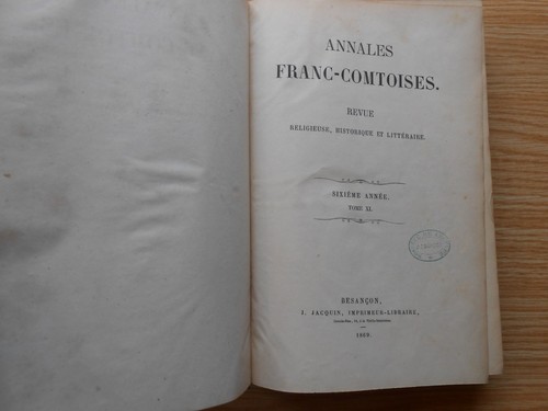 Annales franc comtoises revue - annales,
