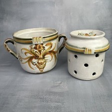 Beurrier à eau en faïence bretonne KERALUC QUIMPER DC 18 trous Diam.~12cm