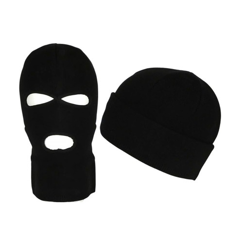 Bonnet cagoule noire - bonnet, trois