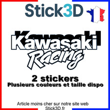 Lot de 2 Stickers Kawasaki Racing  Moto VTT Vélo Auto Quad,  Couleurs au choix