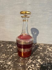 carafe Manuver, Nancy ,en cristal de couleur et décor or, avec son bouchon