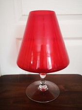 Vintage Grand Verre Vase Coupe En Cristal Rouge Hauteur 31 cm
