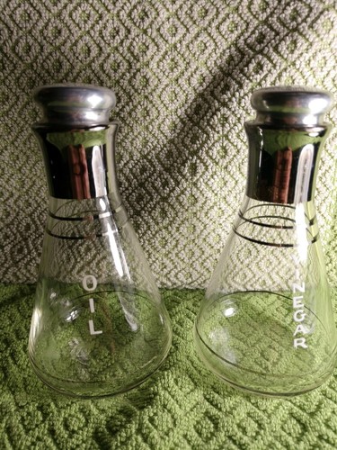 Glass oil and vinegar cruets - oil,