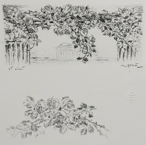 Paysage antique fleurs georges - fleurs,