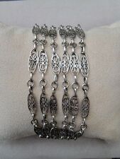 ancien bracelet 6 rangs mailles olive filigranes argent massif