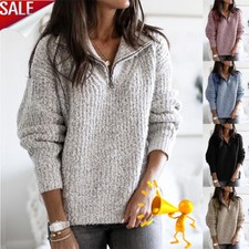 Pull À Manches Longues Et Col Zippé Pour Femme Haut Confortable Et Chaud /