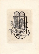 Exlibris Livre D'Art Kupferstich Hubert Woyty-Wimmer 1901-1972 Rideau Montagne