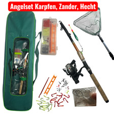 32 Pcs. Kit de Pêche 2,10 M XT-2105 Téléréglable Incl. Rouleau, Épuisette, Sac
