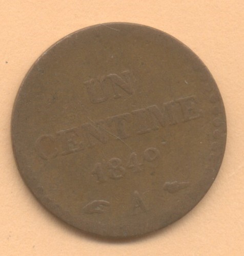 Centime 1849 avec accent - 1,