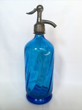Ancien SIPHON en VERRE BLEU