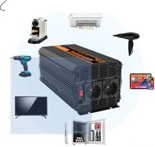  Onduleur Pur Sinus 1500w pic momentané 3000w.transformateur de Tension 12v 230v