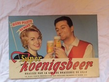 ANCIENNE PLAQUE PUBLICITAIRE DE BIERE SUPER KOENIGSBEER BRASSERIE DE LILLE TOLE