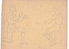 Dessin V. LIVACHE (1872-1944) Beaux-Arts Angers : Etude homme - Nu masculin [3]