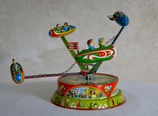 BLOMER SCHULER, jouet ancien B & S, manège en métal, carrousel, mécanique, B S