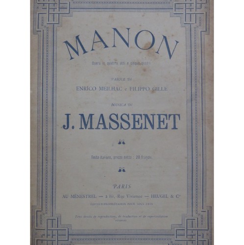 Massenet jules manon opéra - massenet,