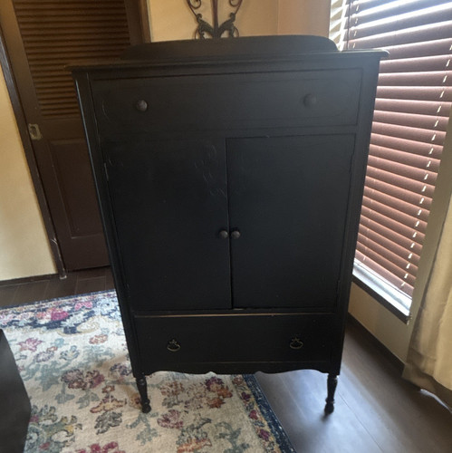Black wood armoire - armoire, wardrobe