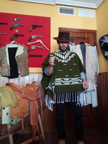 Cowboy western wool poncho - ,