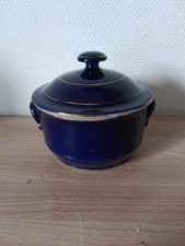 Ancien Faitout, Cocotte, Marmite en Terre cuite Bleu, Art de la Table Vintage 