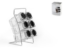 H&H Porte Épices 6 Pots Avec Support Rotatif