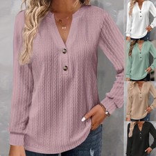 Haut À Manches Longues Et Col En V Pour Femme Chemise Classique Classique /