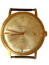 MYON Montre Homme vintage automatique en plaqué or 21 Rubis incabloc