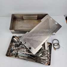 Lot Instruments, coffret, chirurgie, curiosité, Cabinet, Outils, Inox, Médecine