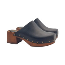 Sabot Néerlandaises Classiques - Matière Cuir Noir - Made IN Italy - MY307 Noir