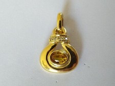 PENDENTIF VINTAGE ARGENT MASSIF VERMEIL CITRINE poinçon Minerve