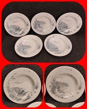 Lot 5 Assiettes 19e faïence Gien mod Canards , assiettes creuses 23cm