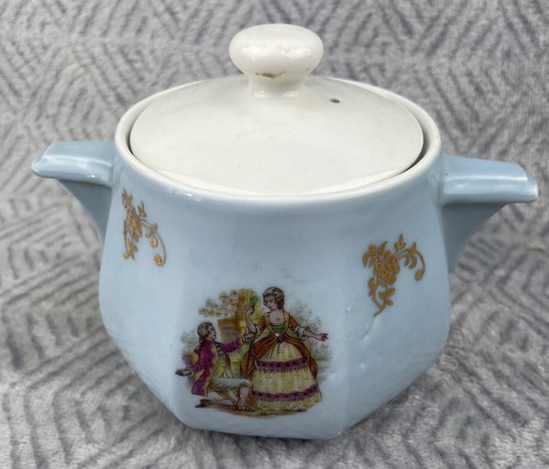 Sucrier ancien porcelaine bleu