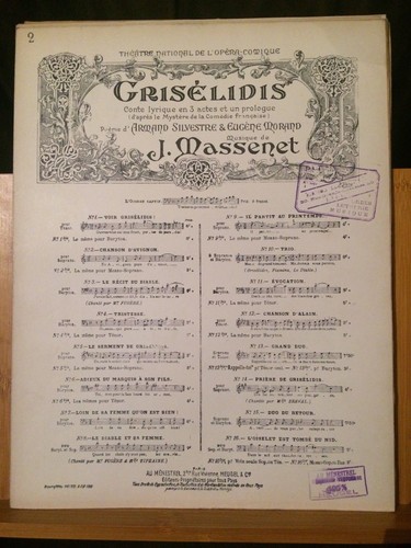 Massenet griselidis partition - massenet,