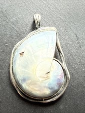 Ancien Pendentif Argent Massif 925 Créateur Breloque Art deco nouveau coquillage