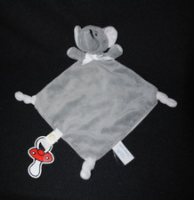 Doudou plat éléphant bébé BEBE CONFORT gris nœud attache tétine NEUF