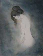 Bernard CHAROY : Dominique sur fond bleu - Lithographie originale signée