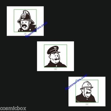 Lot 3 ex-libris TINTIN les UNIFORMES Policier pompier planche affiche figurine