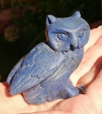 Petite chouette ancienne en pierre sodalite bleu