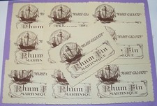 LOT DE 10 ANCIENNES ÉTIQUETTES DE RHUM MARIE-GALANTE MARTINIQUE BATEAU VOILIER 