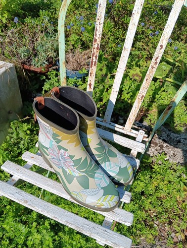 Bottine motif fleuri talon - , à