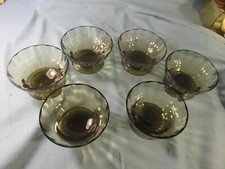 6 COUPELLES à PUNCH ou AUTRE en verre fumé, signées DAUM NANCY, EPOQUE ART DECO