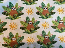 Sloths Leaves Sloth Flowers Botanical Leaf Sun spring (2 yards) of Fabric