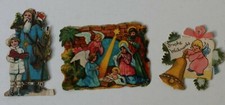 2697 3 Images Brillantes Chromos Oblats Noël Père Noël Ange Vers 1900
