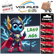 Piles Alcaline 1,5V : AG6 LR69 LR921 171 370 371 G6 SR69 SR920SW 53 mAh Camelion
