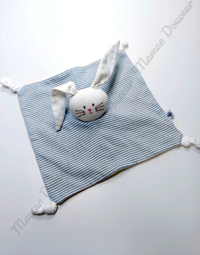 Doudou carré lapin - lapin, blanc