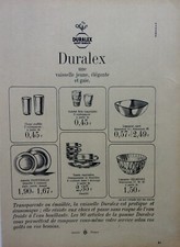 publicite     vaisselle   DURALEX   SAINT GOBAIN  annee 1957  m1577