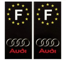 2 Stickers Adhésif Plaque Immatriculation Logo Audi